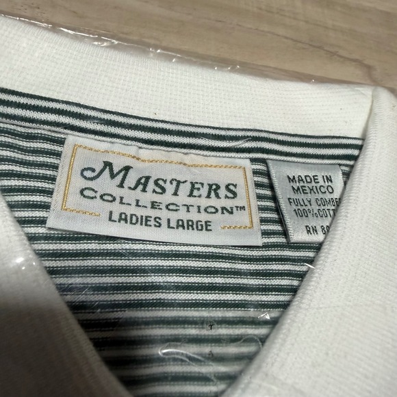 Masters Collection Polo 2003 Womens Large Green White Striped Golf NWT Vintage - Picture 3 of 7